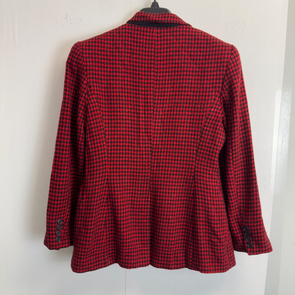 Limited America Red Black Houndstooth Wool Mohair Skirt Suit Set Size 6 Vintage - Picture 10 of 15